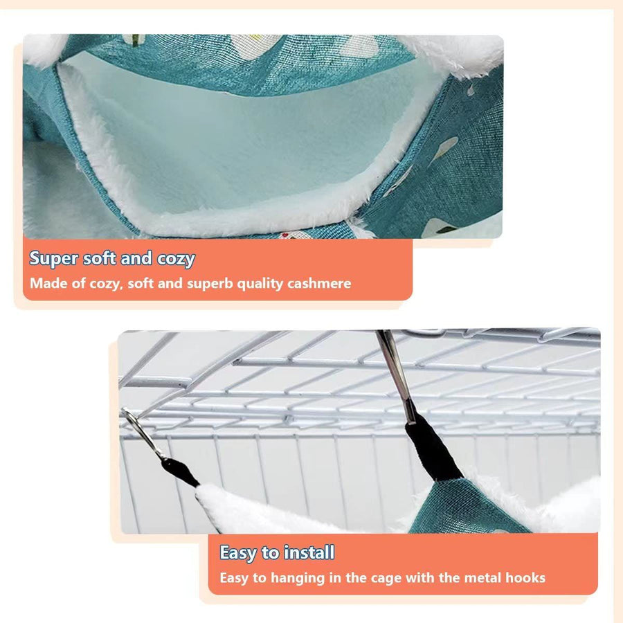 Triple-Layer Sugar Glider Hammock, Small Pet Cage Hammock, Bedding Small Animals Bed for Parrot Rat Sleeping