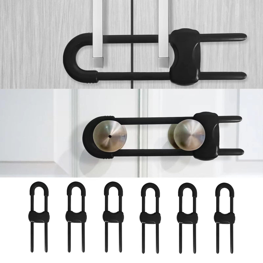 6PCS Cabinet Locks for Babies, Adjustable U-Shaped Child Safety Locks,  for Drawers for Cabinets, Closet with Secure Lock Buttons