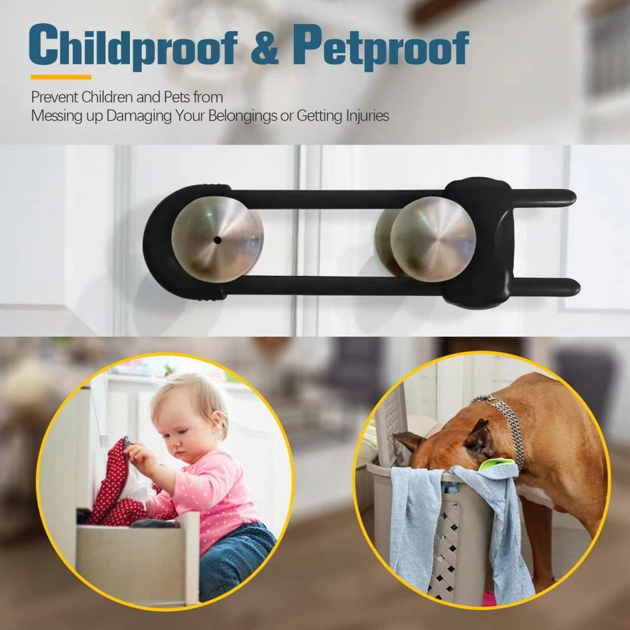 6PCS Cabinet Locks for Babies, Adjustable U-Shaped Child Safety Locks,  for Drawers for Cabinets, Closet with Secure Lock Buttons
