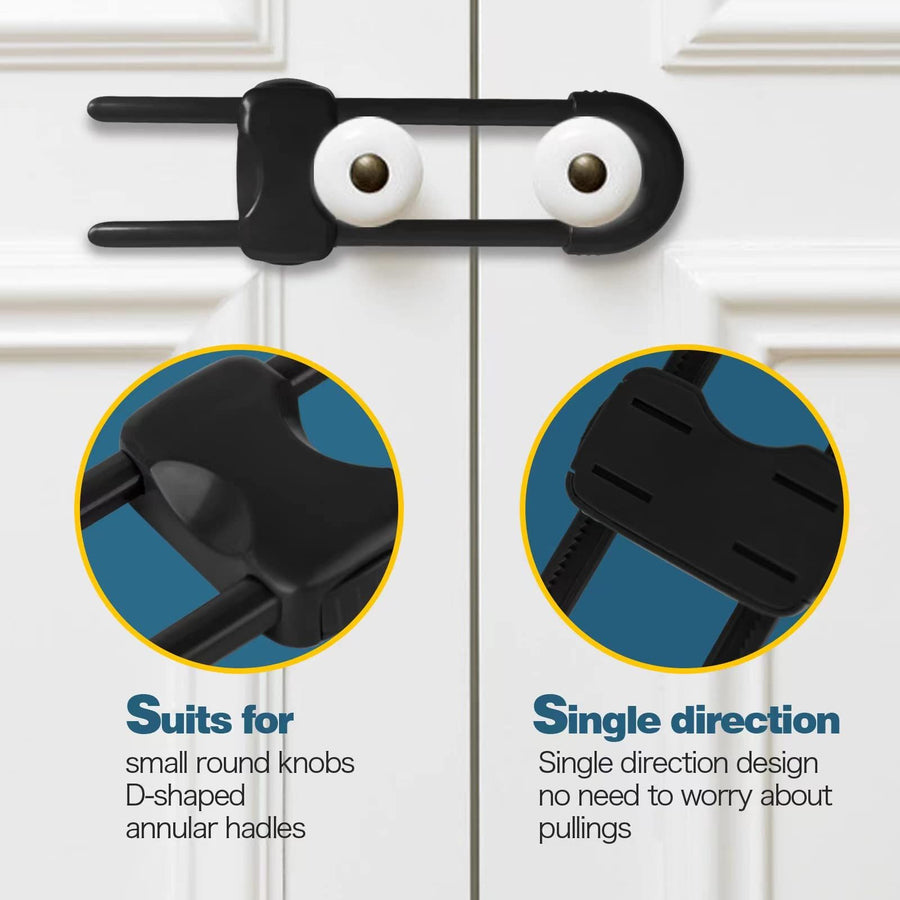 6PCS Cabinet Locks for Babies, Adjustable U-Shaped Child Safety Locks,  for Drawers for Cabinets, Closet with Secure Lock Buttons