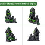 Large Fish Tank Decorations - Mountain View Aquarium Ornament with Tree House Cave Bridge,Shuangfeng