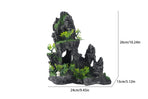 Large Fish Tank Decorations - Mountain View Aquarium Ornament with Tree House Cave Bridge,Shuangfeng