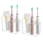5 Slots Clear Toothpaste Organizer Removable Compartment Bathroom Accessories Storage Toothbrush Stand for Countertop(2 pcs)
