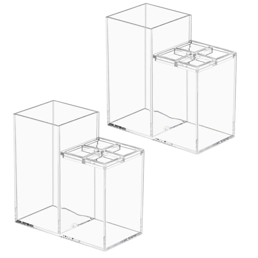 5 Slots Clear Toothpaste Organizer Removable Compartment Bathroom Accessories Storage Toothbrush Stand for Countertop(2 pcs)