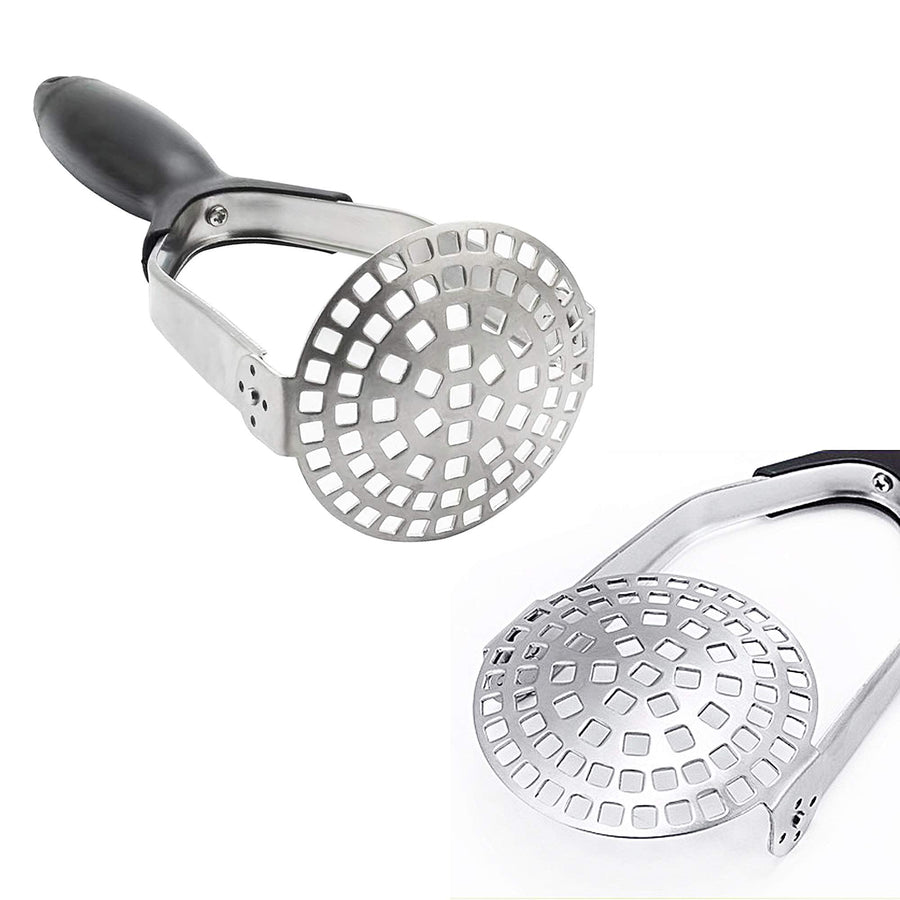 Stainless Steel Potato Masher - Heavy Duty with Garlic Press, Cooking and Kitchen Gadget - Convenient for Making Mashed Potatoes