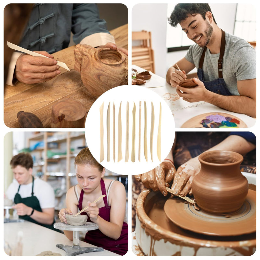 10-Piece Clay Sculpting Tools Double Ended Ceramic Wooden Clay Modeling Sculpture Tools Polymer Modeling Clay Tools