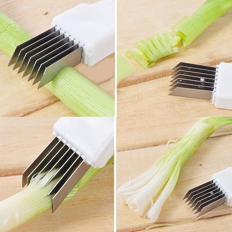 Scallion Cutter Shred Knife Vegetable Cutter Stainless Steel Blade Slice Cutlery Sharp Easy Quick Kitchen  (Two Pack (White Color))