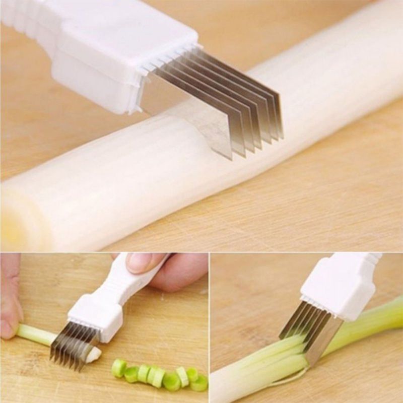 Scallion Cutter Shred Knife Vegetable Cutter Stainless Steel Blade Slice Cutlery Sharp Easy Quick Kitchen  (Two Pack (White Color))