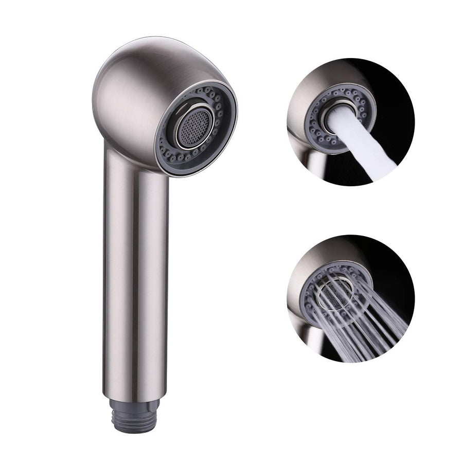 Kitchen Sink Pull Down Faucet Head Replacement 2-Functions Pull Out Sprayer Head Brushed Nickel Two stage water outlet