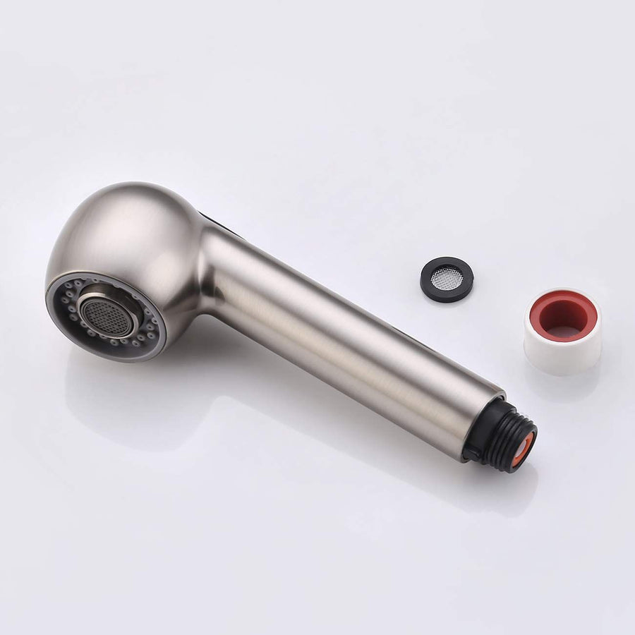Kitchen Sink Pull Down Faucet Head Replacement 2-Functions Pull Out Sprayer Head Brushed Nickel Two stage water outlet