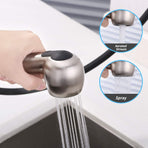 Kitchen Sink Pull Down Faucet Head Replacement 2-Functions Pull Out Sprayer Head Brushed Nickel Two stage water outlet