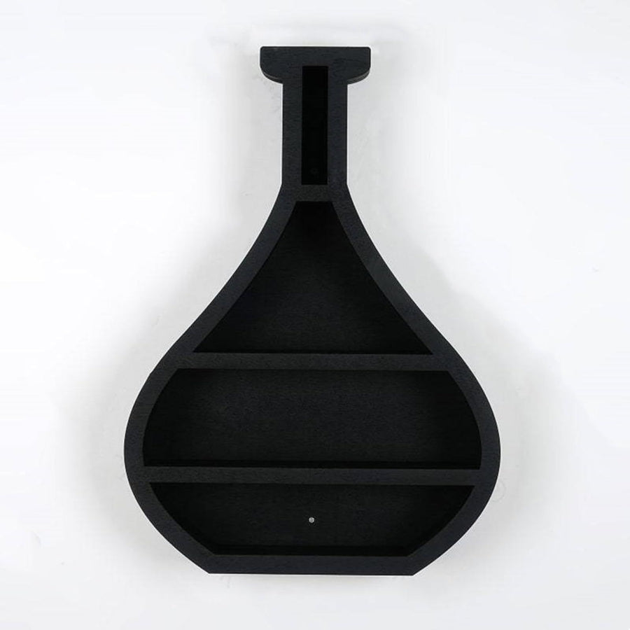 Newest Wall Mounted Floating Shelves Wooden Vase Crystal Wall Shelf Black Creative Crystal Holder Essential Oil Display