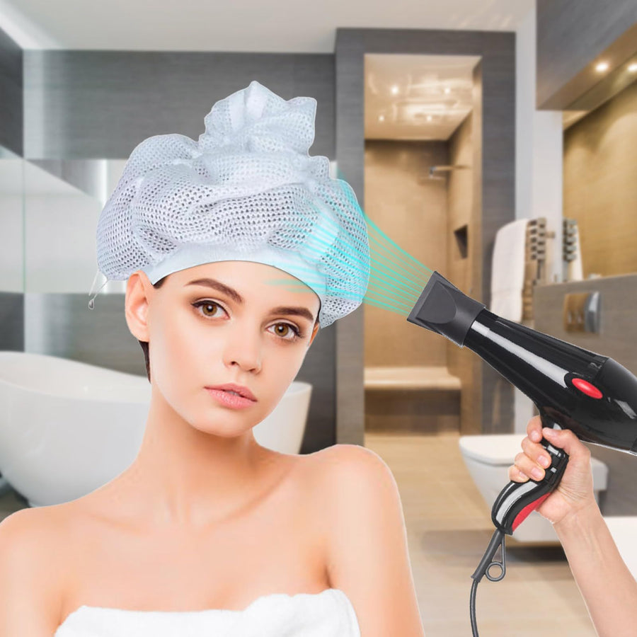 Net Plopping Cap For Drying Curly Hair, Hair Net For Drying,Net Plopping Cap, Net Plopping Bonnet With Adjustable Strap