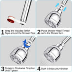 High Pressure Fixed Shower Head Rainfall Shower Head Leakproof Shower Heads With Angle-Adjustable Swivel Ball-Water Saving