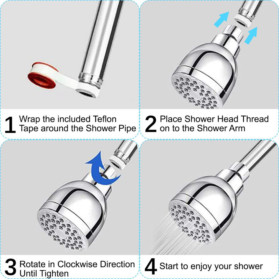High Pressure Fixed Shower Head Rainfall Shower Head Leakproof Shower Heads With Angle-Adjustable Swivel Ball-Water Saving