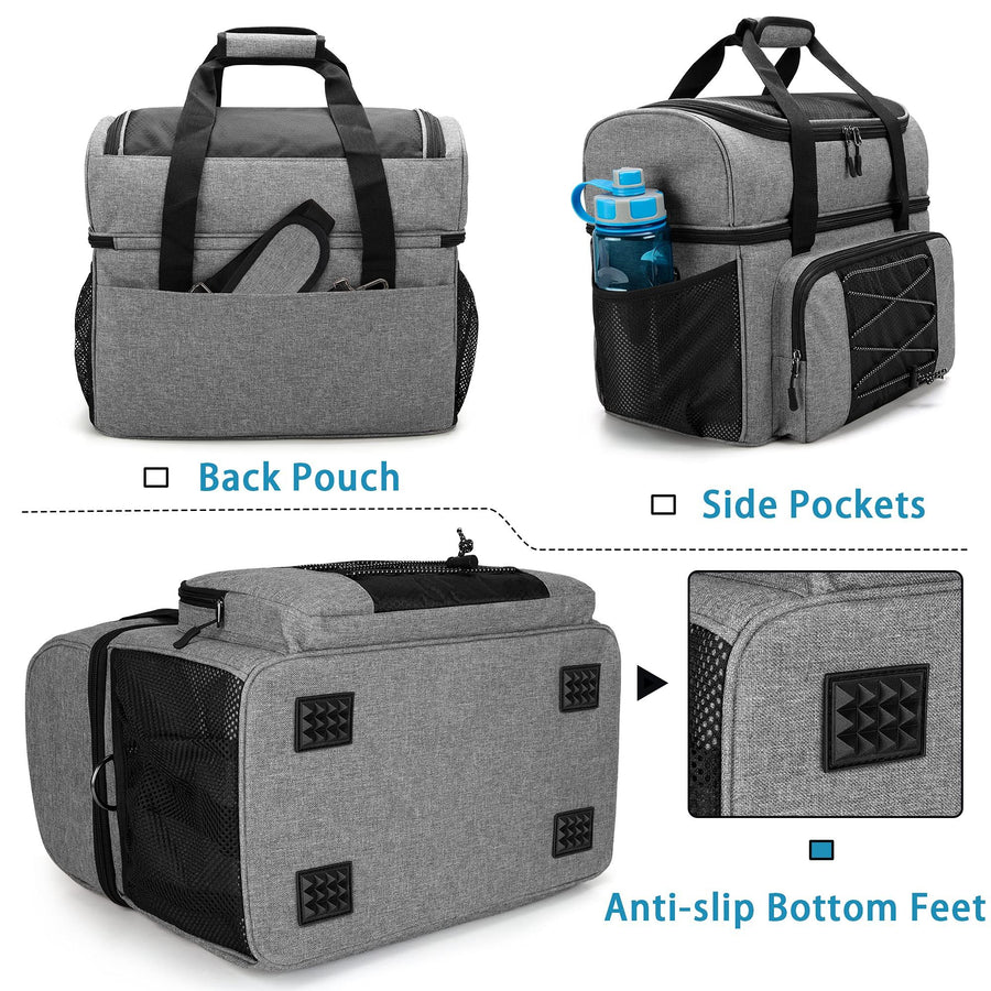 Bowling Bag for 2 Balls, Bowling Tote with Wooden Bowling Cups and Padded Divider for Double Ball and A Pair , Bag Only