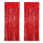 Foil Curtain Backdrop Red Metallic Tinsel Foil Fringe Curtains Photo Booth Props for Birthday Wedding Engagement Shower-1*2.5M