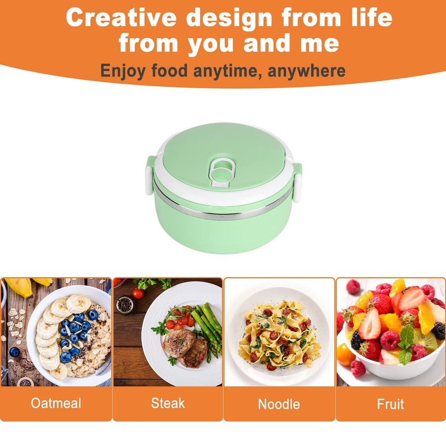 Thermos For Hot Food,Insulated Box 304 Stainless Steel Round Lunch Box Sealed Food Containers(single layer-green)