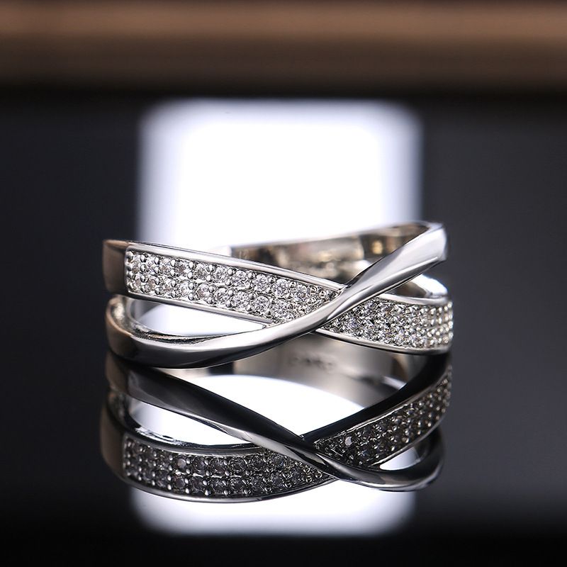 Shiny Interleaved Surround Cubic Zirconia Rings Diamond Rings for Women Jewelry Findings Earring Backs Findings (6)