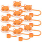 10Pack Straw Covers, Silicone Straw Toppers for 6-8 mm Straws, Reusable Straw Plugs for Tumblers （fox）