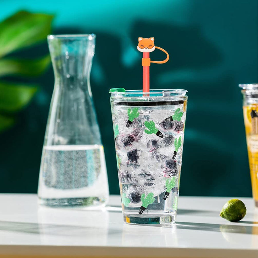 10Pack Straw Covers, Silicone Straw Toppers for 6-8 mm Straws, Reusable Straw Plugs for Tumblers （fox）