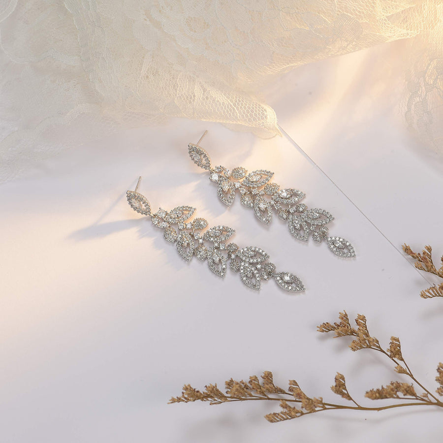 Wedding Bridal Chandelier Earrings, Crystal Rhinestone Drop Dangle Earrings  Zirconia Rhinestonefor Women Brides