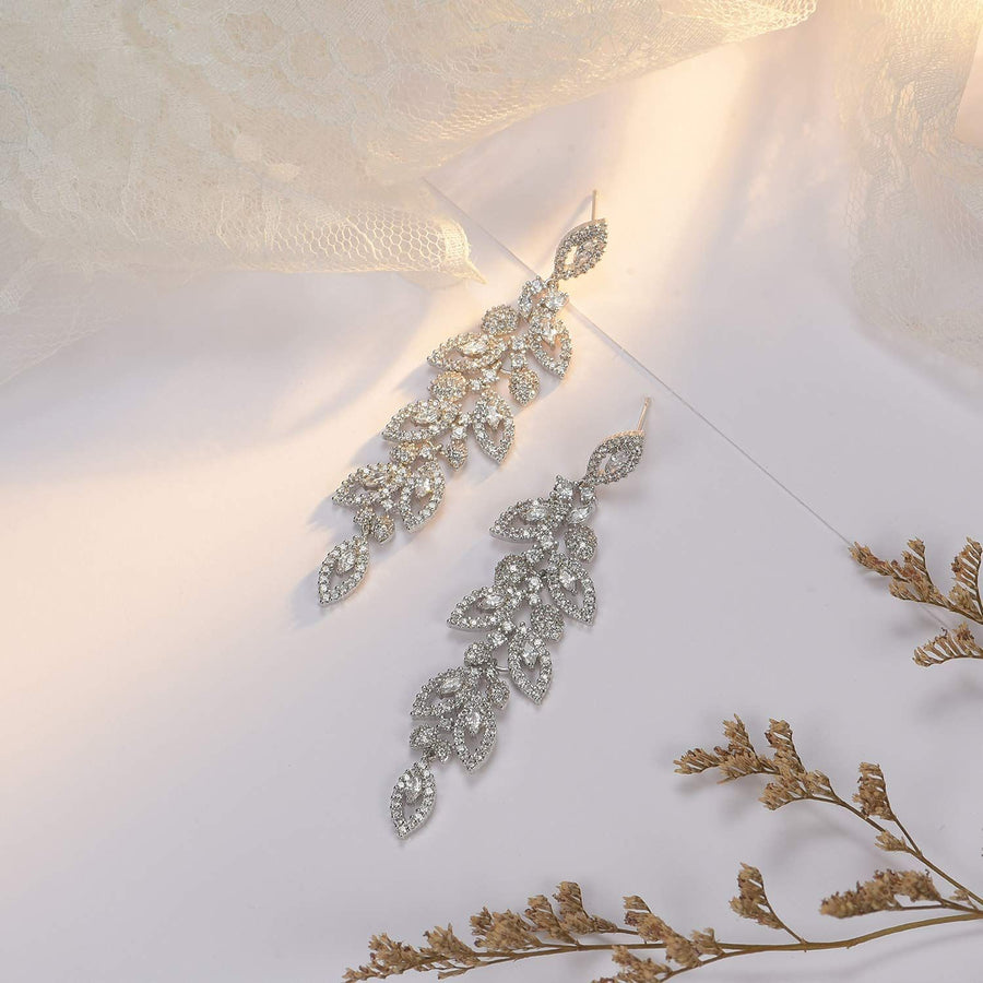 Wedding Bridal Chandelier Earrings, Crystal Rhinestone Drop Dangle Earrings  Zirconia Rhinestonefor Women Brides