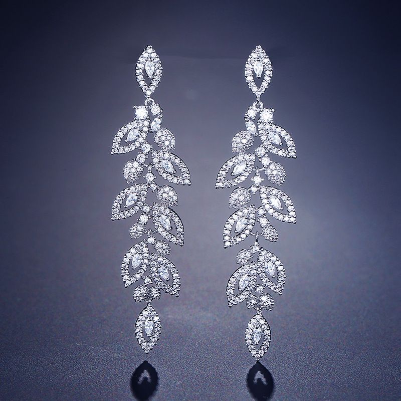 Wedding Bridal Chandelier Earrings, Crystal Rhinestone Drop Dangle Earrings  Zirconia Rhinestonefor Women Brides
