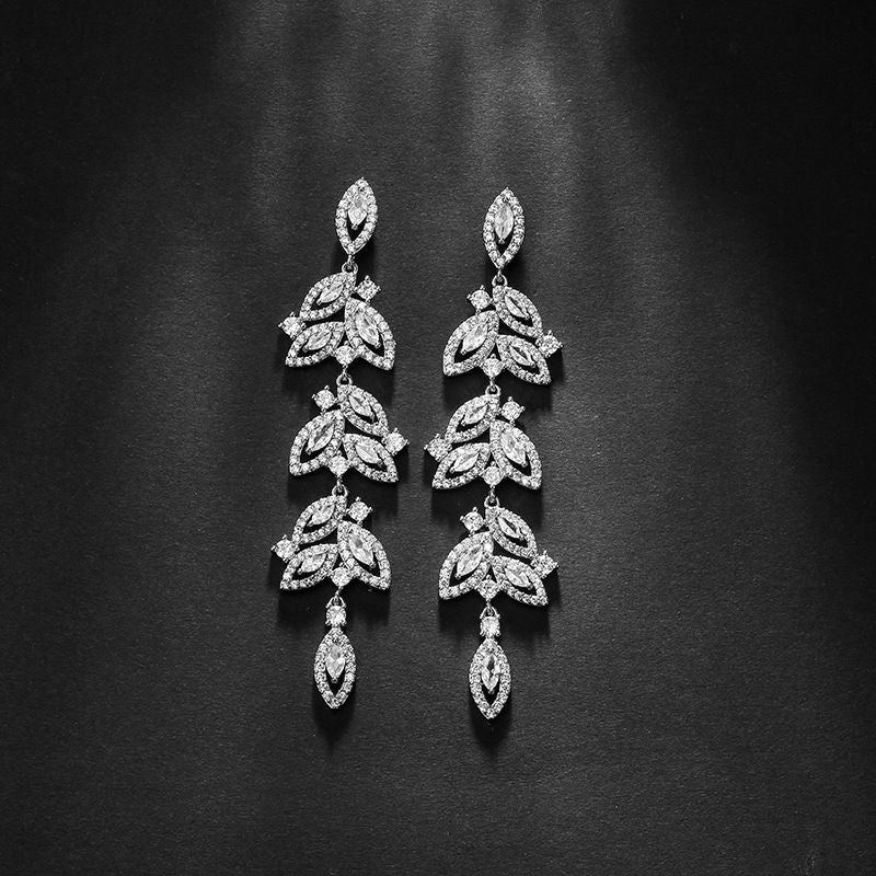 Wedding Bridal Chandelier Earrings, Crystal Rhinestone Drop Dangle Earrings  Zirconia Rhinestonefor Women Brides