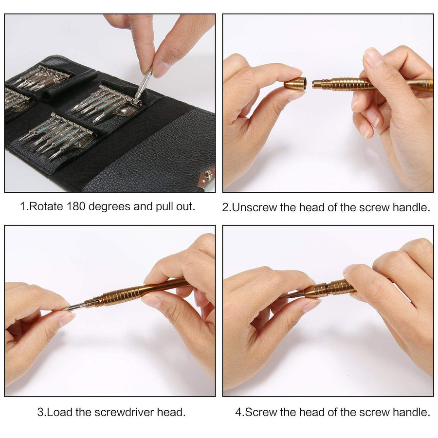 Screwdriver Set Magnetic, 25 in 1 Small Screwdriver Set with Phillips Head & Flathead, Mini Pocket Screwdriver kit for Repair