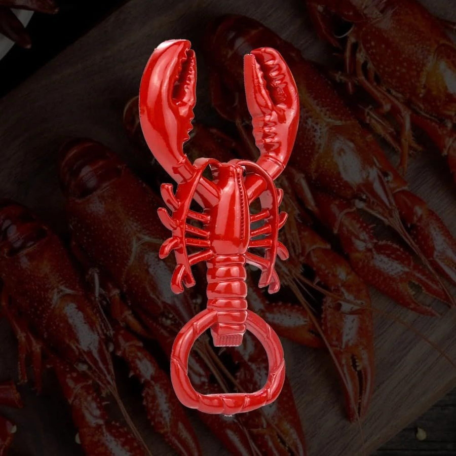 Lobster Design Corkscrew and Bottle Opener, Portable Metal Tool for Wine, Beer and More, Small, Red