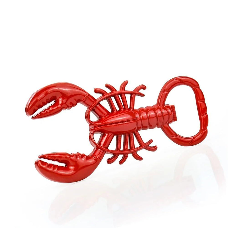 Lobster Design Corkscrew and Bottle Opener, Portable Metal Tool for Wine, Beer and More, Small, Red
