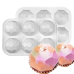 6 Cavity Gem Jewel Silicone Chocolate Baking Mold Geometric Diamond Mousse Cake Ice Cube Mould Soap Candle Making Tool, White