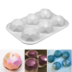 6 Cavity Gem Jewel Silicone Chocolate Baking Mold Geometric Diamond Mousse Cake Ice Cube Mould Soap Candle Making Tool, White