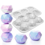 6 Cavity Gem Jewel Silicone Chocolate Baking Mold Geometric Diamond Mousse Cake Ice Cube Mould Soap Candle Making Tool, White