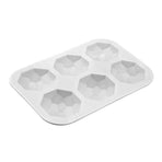 6 Cavity Gem Jewel Silicone Chocolate Baking Mold Geometric Diamond Mousse Cake Ice Cube Mould Soap Candle Making Tool, White
