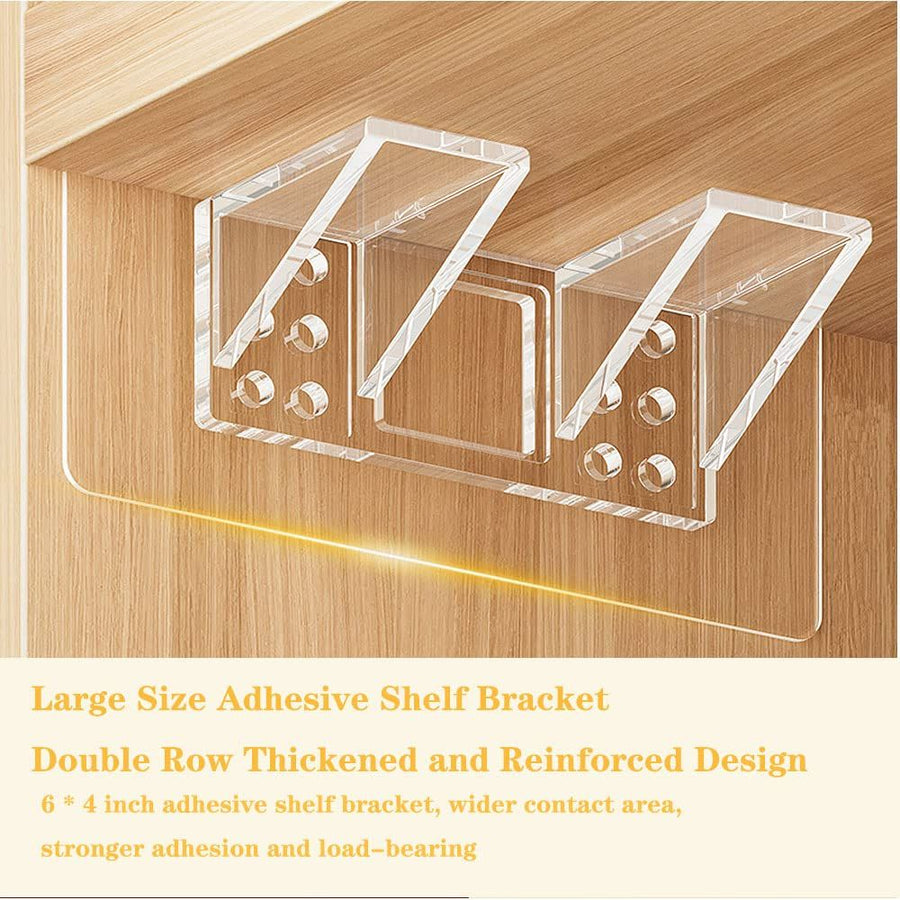 12 Pieces Large Size Adhesive Shelf Bracket, Double Row Thickened and Reinforced Design Shelf Support Pegs for Shelves Kitchen
