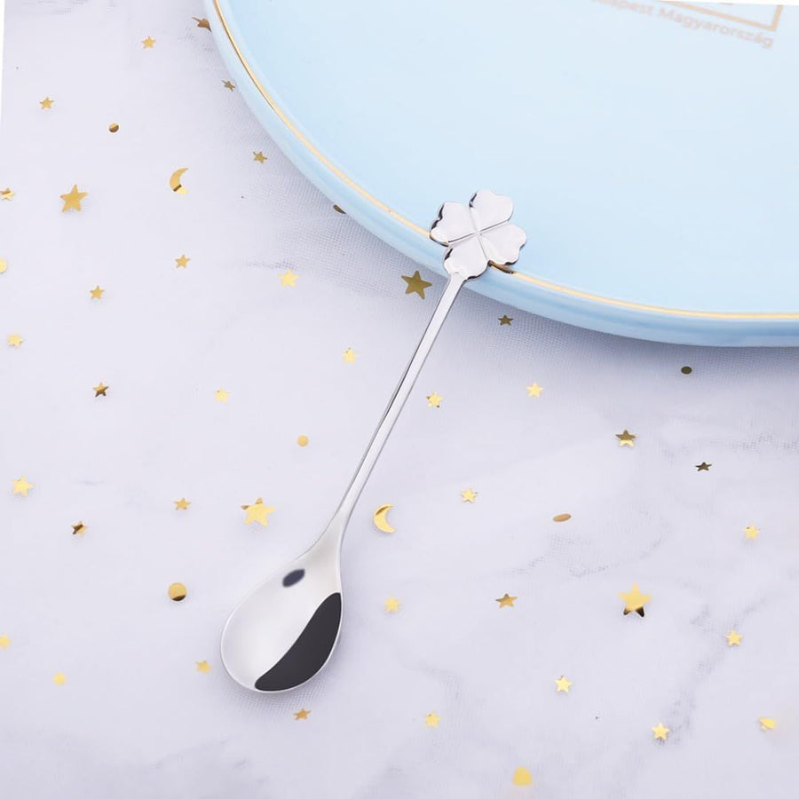 4-Piece Four Creative Leaf  Tea Spoon Dessert Sugar Spoon,Ice Cream Spoon Stirring Milkshake Spoon Set for Tableware Kitchen