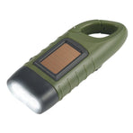 Hand Cranking Solar Powered Flashlight, Rechargeable Emergency LED Flashlight Carabiner Quick Snap Clip Backpack Flashlight Torch