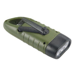 Hand Cranking Solar Powered Flashlight, Rechargeable Emergency LED Flashlight Carabiner Quick Snap Clip Backpack Flashlight Torch