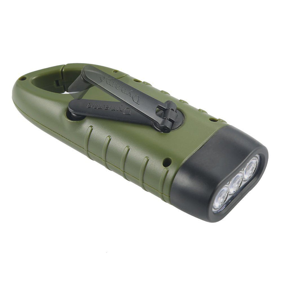 Hand Cranking Solar Powered Flashlight, Rechargeable Emergency LED Flashlight Carabiner Quick Snap Clip Backpack Flashlight Torch
