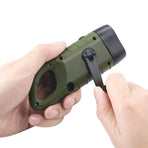 Hand Cranking Solar Powered Flashlight, Rechargeable Emergency LED Flashlight Carabiner Quick Snap Clip Backpack Flashlight Torch