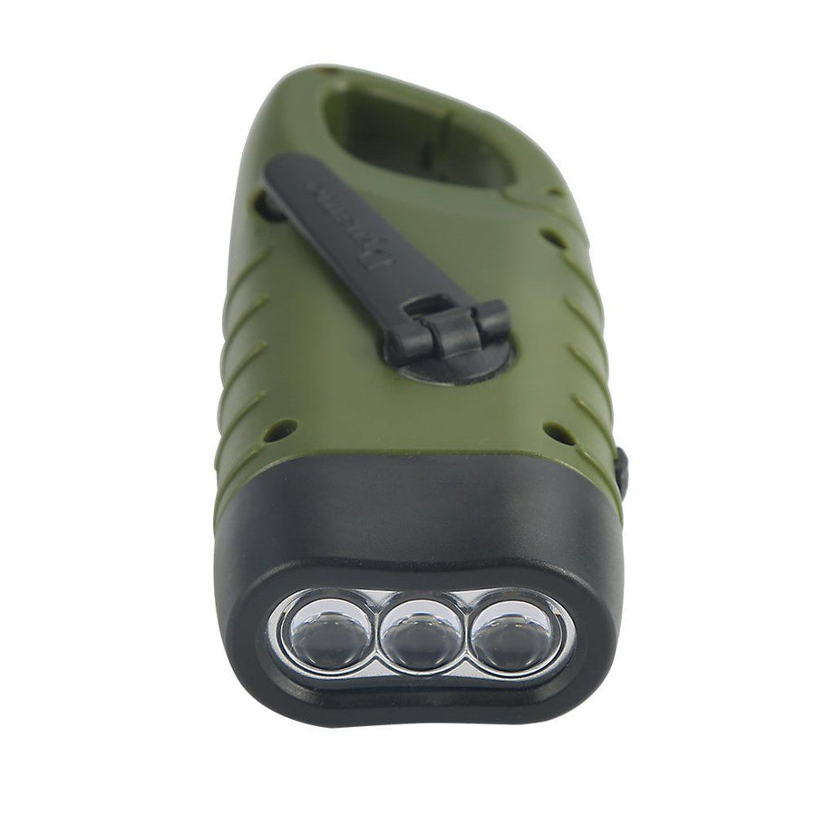 Hand Cranking Solar Powered Flashlight, Rechargeable Emergency LED Flashlight Carabiner Quick Snap Clip Backpack Flashlight Torch
