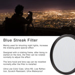 Prism Lens Filter 67mm Starlight Glare Filter Anamorphic Lens Flare Effect Filter Film Props((Blue  Linear Flares)