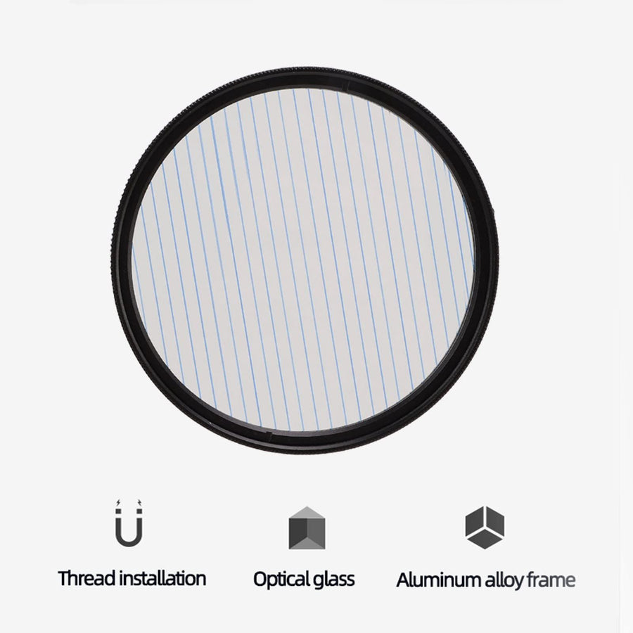 Prism Lens Filter 67mm Starlight Glare Filter Anamorphic Lens Flare Effect Filter Film Props((Blue  Linear Flares)