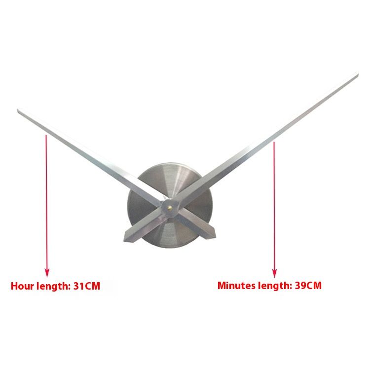silvery 3D Clock Hands, DIY Large Clock Movement Mechanism with 39cm Long Spade Hand, 3D Wall Clocks Home Decor