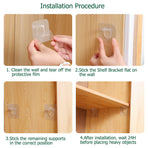 12 Pack Adhesive Shelf Bracket,Shelf Support Pegs for Shelves Kitchen Cabinet Book Closet Clapboard Layer