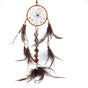 Traditional Native Style BROWN SUEDE Dreamcatcher with Bone Beads & Feathers - 22" Long x 4.3" Diameter