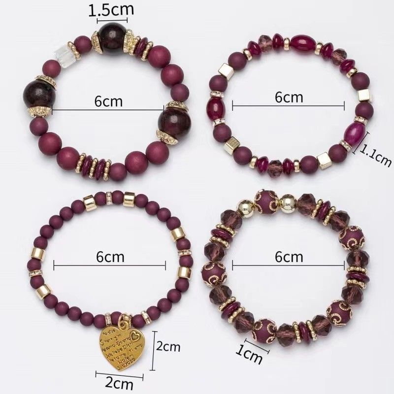 2 pcs Bohemia Bracelets for Women Girls Vintage Stackable Beads Bracelets Charm Stretch Beach Jewelry