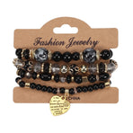 2 pcs Bohemia Bracelets for Women Girls Vintage Stackable Beads Bracelets Charm Stretch Beach Jewelry